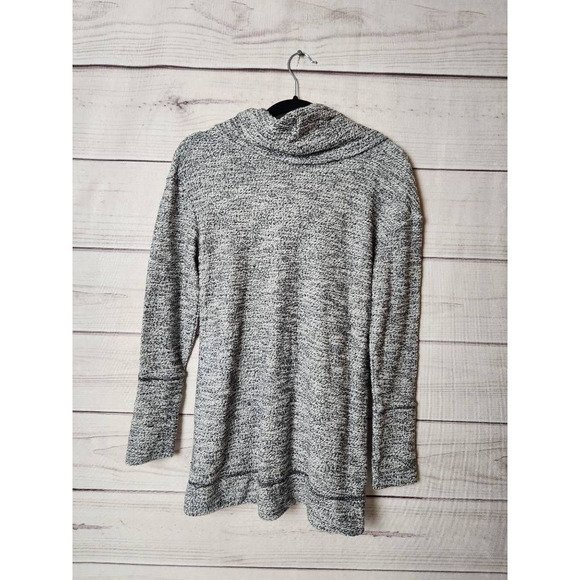 Merona Womens Tunic Sweater Black White Marled Long Sleeve Cowl Neck Pullover M - Picture 2 of 6